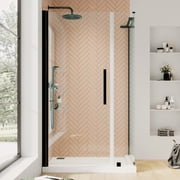 Ove Decors Pasadena 40-1/8 in. W x 72 in. H Rectangular Corner Shower Enclosure w/Pivot Frameless Shower Door in ORB w/ Shelves